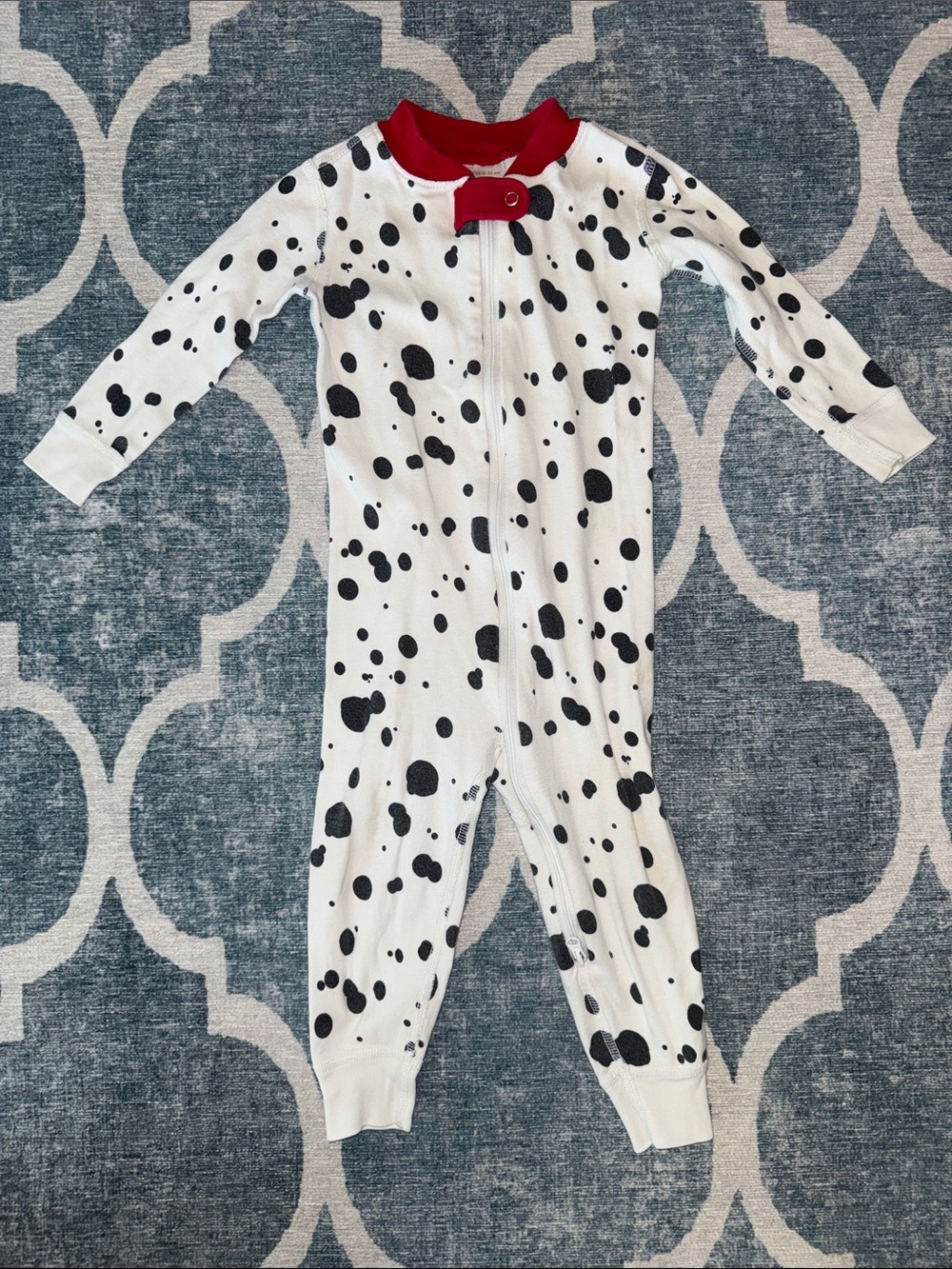 Hanna Andersson Black & White Dalmatian Spot One-Piece with Red Trim size 80